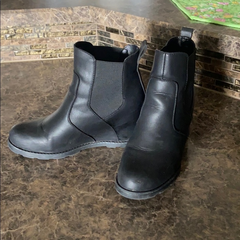 Black Wedge Booties